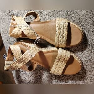 Women's Kayla Wedge Sandals   Memory Foam Insole Beige.